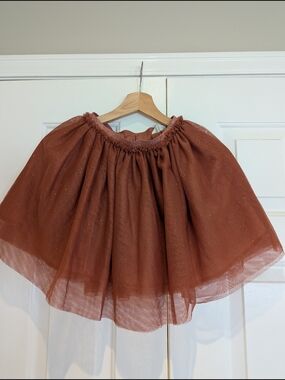 3 For $20 H&M Girls Sparkly Glitter Rust Brown Copper Tulle Skirt S 6-8